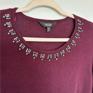 Simply Vera Vera Wang Burgundy Sweater with Silver Accents